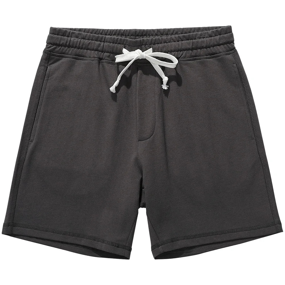 Brand Men'S Casual Shorts 5”Inseam 100% Cotton Athletic Workout Sweat Men Elastic Waist with Drawstring Super Shorts