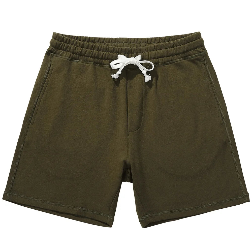 Brand Men'S Casual Shorts 5”Inseam 100% Cotton Athletic Workout Sweat Men Elastic Waist with Drawstring Super Shorts