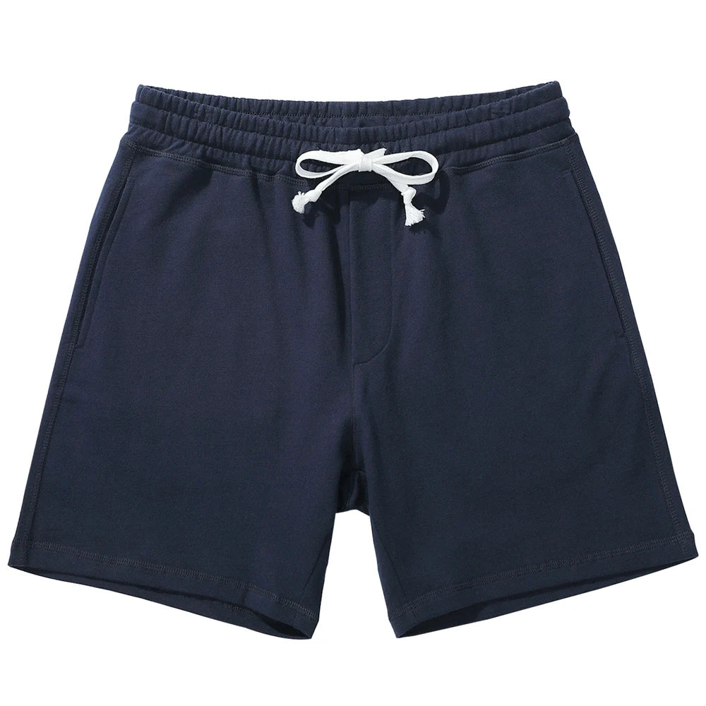 Brand Men'S Casual Shorts 5”Inseam 100% Cotton Athletic Workout Sweat Men Elastic Waist with Drawstring Super Shorts