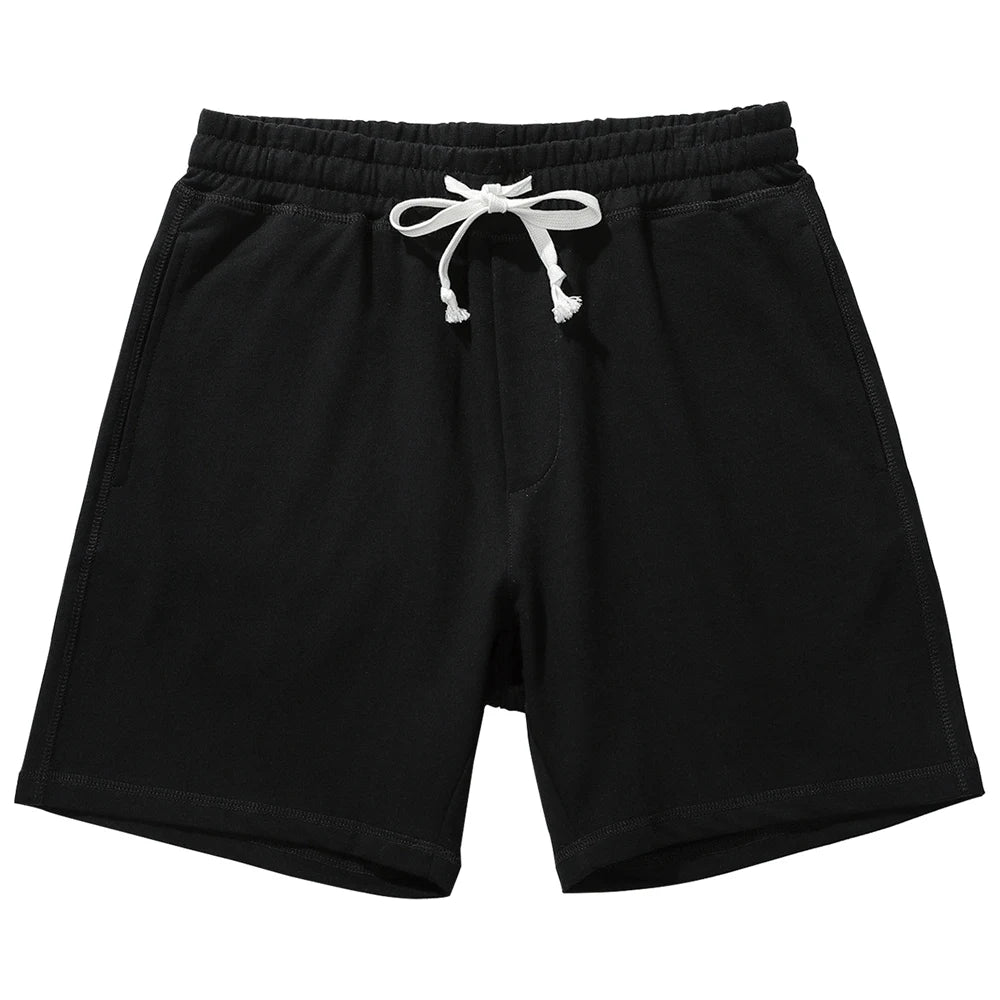 Brand Men'S Casual Shorts 5”Inseam 100% Cotton Athletic Workout Sweat Men Elastic Waist with Drawstring Super Shorts