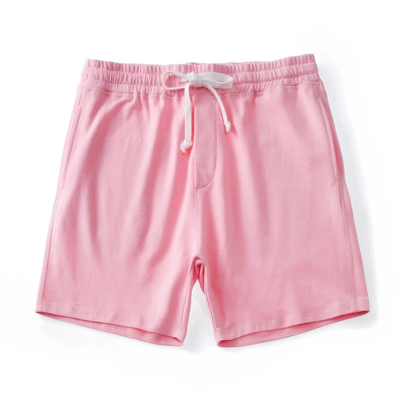 Brand Men'S Casual Shorts 5”Inseam 100% Cotton Athletic Workout Sweat Men Elastic Waist with Drawstring Super Shorts