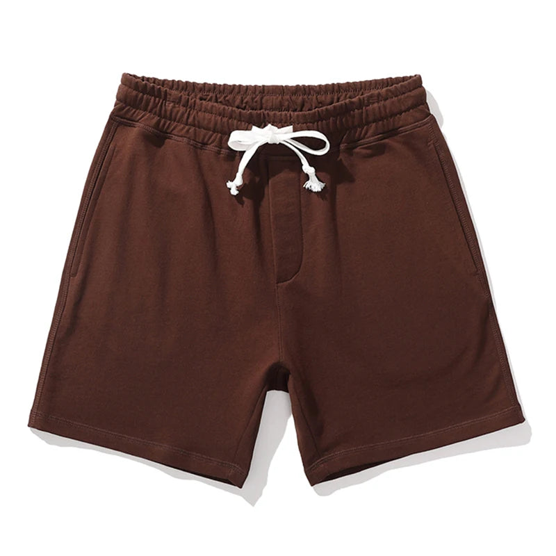 Brand Men'S Casual Shorts 5”Inseam 100% Cotton Athletic Workout Sweat Men Elastic Waist with Drawstring Super Shorts