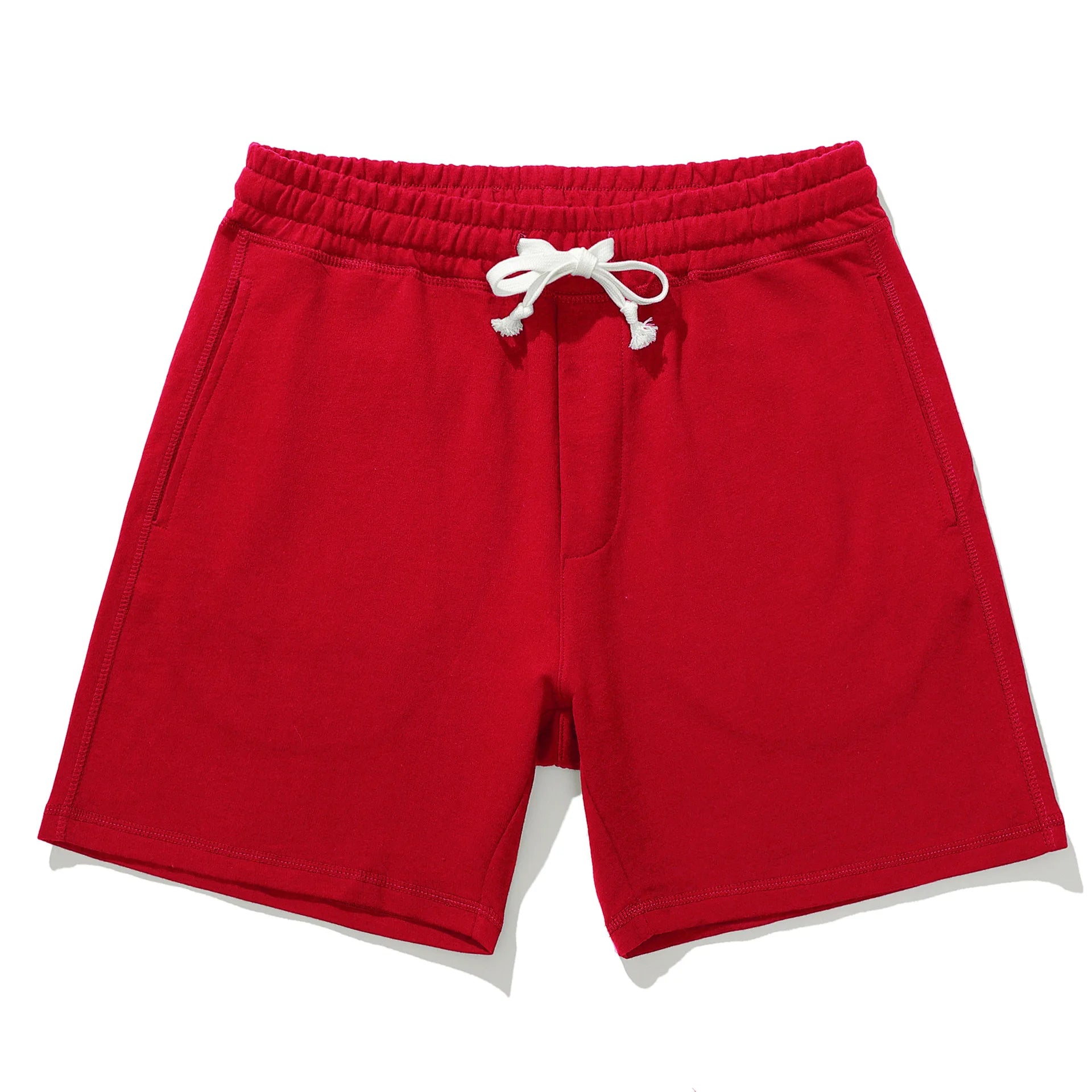 Brand Men'S Casual Shorts 5”Inseam 100% Cotton Athletic Workout Sweat Men Elastic Waist with Drawstring Super Shorts